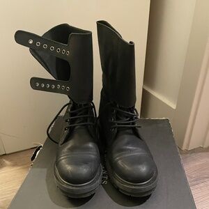 All Saints Charcoal Lace-Up Boots